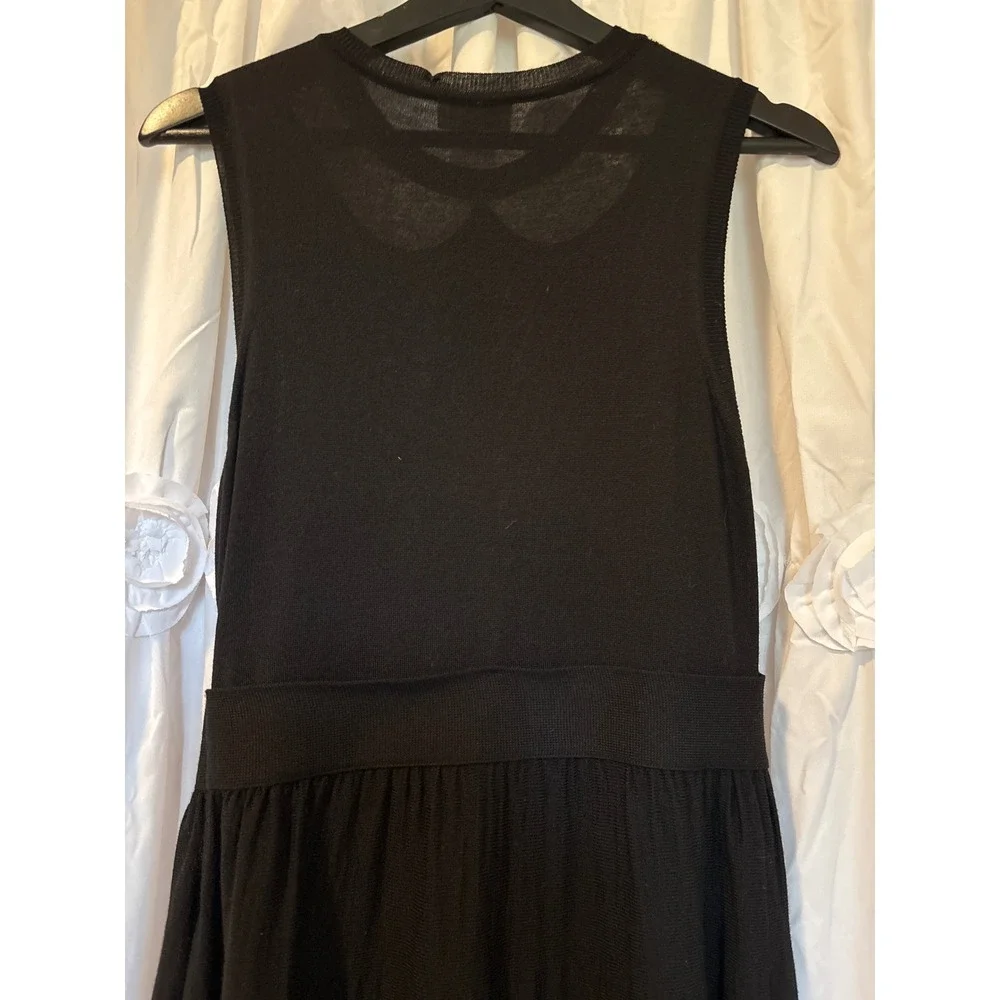 RED Valentino Black Knit Sleeveless Dress Lace Peter Pan Collar Bow Waist - Picture 4 of 11